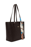 Woman Brown Knitted Shoulder Bag | Derimod Woman Brown Knitted Shoulder Bag | Derimod