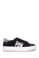 Kadın Siyah Deri Desenli Sneaker | Derimod Kadın Siyah Deri Desenli Sneaker | Derimod