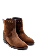 Women's Suede Stud Detailed Wedge Heel Boots | Derimod Women's Suede Stud Detailed Wedge Heel Boots | Derimod