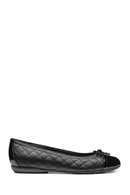 Geox Women's Black Annytah Quilted Patterned Leather Ballerina | Derimod Geox Women's Black Annytah Quilted Patterned Leather Ballerina | Derimod