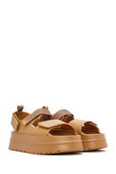 Women's Tan Strappy Thick Soled Jelly Sandals | Derimod Women's Tan Strappy Thick Soled Jelly Sandals | Derimod