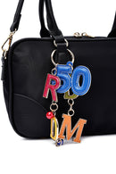 Women's Black Long Strap Accessory Detailed Fabric Handbag | Derimod Women's Black Long Strap Accessory Detailed Fabric Handbag | Derimod