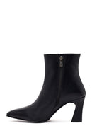 Woman Black Zip Closure Thick-Heeled Leather Boots | Derimod Woman Black Zip Closure Thick-Heeled Leather Boots | Derimod