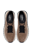Erkek Vizon Bağcıklı Kalın Tabanlı Nubuk Deri Casual Sneaker | Derimod Erkek Vizon Bağcıklı Kalın Tabanlı Nubuk Deri Casual Sneaker | Derimod