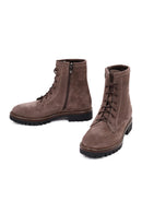 Women's Mink Zipper Thick Sole Suede Leather Ankle Boots | Derimod Women's Mink Zipper Thick Sole Suede Leather Ankle Boots | Derimod