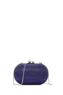 Women's Blue Stone Long Chain Strap Evening Mini Box Bag | Derimod Women's Blue Stone Long Chain Strap Evening Mini Box Bag | Derimod