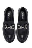 Kadın Siyah Tokalı Deri Maskülen Loafer | Derimod Kadın Siyah Tokalı Deri Maskülen Loafer | Derimod
