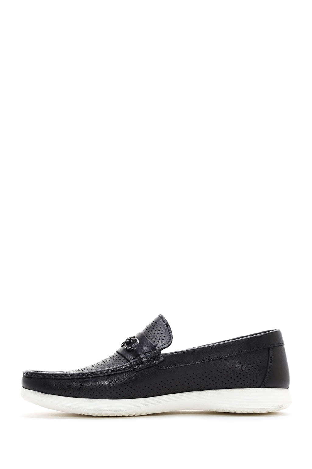 Erkek Siyah Deri Baskılı Loafer