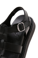 Kadın Siyah Bilekten Bantlı Deri Comfort Sandalet | Derimod Kadın Siyah Bilekten Bantlı Deri Comfort Sandalet | Derimod