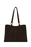 Woman Brown Suede Casual Bag | Derimod Woman Brown Suede Casual Bag | Derimod