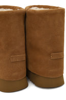 Woman Camel Thick-Soled Suede Teddy Boots | Derimod Woman Camel Thick-Soled Suede Teddy Boots | Derimod