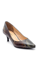 Kadın Deri Yılan Derisi Desenli Stiletto | Derimod Kadın Deri Yılan Derisi Desenli Stiletto | Derimod