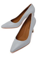 Woman Light Blue Thick-Heeled Leather Stiletto | Derimod Woman Light Blue Thick-Heeled Leather Stiletto | Derimod