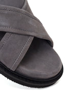 Male Grey Suede Slipper | Derimod Male Grey Suede Slipper | Derimod