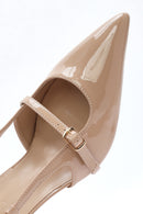 Women's Beige Open Back Thin Heeled Shoes | Derimod Women's Beige Open Back Thin Heeled Shoes | Derimod