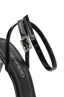 Women's Black Ankle Buckle Stoned Thin Heel Patent Leather Sandals | Derimod Women's Black Ankle Buckle Stoned Thin Heel Patent Leather Sandals | Derimod