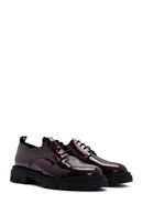 Women's Burgundy Lace-Up Patent Leather Masculine Shoes | Derimod Women's Burgundy Lace-Up Patent Leather Masculine Shoes | Derimod