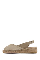 Kadın Bej Süet Espadril Sandalet | Derimod Kadın Bej Süet Espadril Sandalet | Derimod