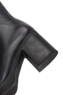 Woman Black Zip Closure Thick-Heeled Leather Boots | Derimod Woman Black Zip Closure Thick-Heeled Leather Boots | Derimod