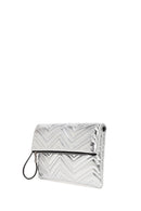 Woman Silver Chain-Strap Quilted Clutch Bag | Derimod Woman Silver Chain-Strap Quilted Clutch Bag | Derimod