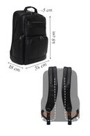 D-Pack Unisex Black Leather Backpack | Derimod D-Pack Unisex Black Leather Backpack | Derimod