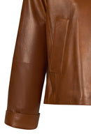Devon Woman Camel A-From Leather Jacket | Derimod Devon Woman Camel A-From Leather Jacket | Derimod