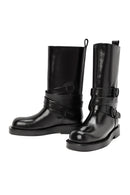Women's Black Buckled Biker Leather Boots | Derimod Women's Black Buckled Biker Leather Boots | Derimod