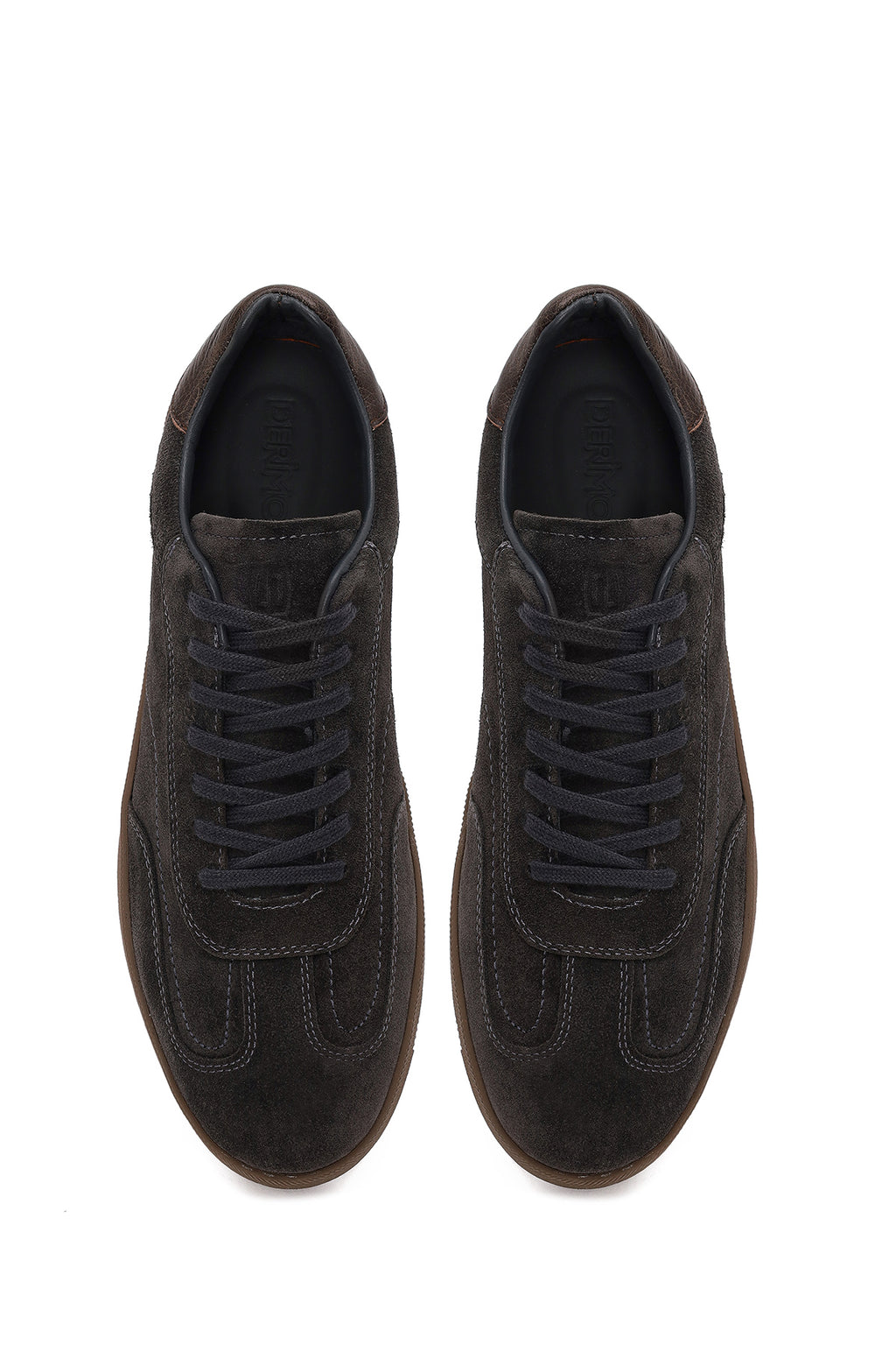 Erkek Antrasit Bağcıklı Kalın Tabanlı Süet Deri Sneaker