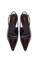 Woman Burgundy Backless High Thin-Heeled Patent Leather Leather Shoes | Derimod Woman Burgundy Backless High Thin-Heeled Patent Leather Leather Shoes | Derimod