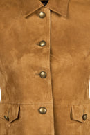 Almira Woman Camel Short Suede Leather Jacket | Derimod Almira Woman Camel Short Suede Leather Jacket | Derimod