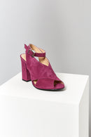 Suede Women's Heeled Leather Sandals | Derimod Suede Women's Heeled Leather Sandals | Derimod