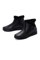 Women's Black Zippered Fur Detailed Leather Comfort Boots | Derimod Women's Black Zippered Fur Detailed Leather Comfort Boots | Derimod
