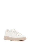 Alberto Guardiani Men's White New Era Lace-Up Leather Sneakers | Derimod Alberto Guardiani Men's White New Era Lace-Up Leather Sneakers | Derimod