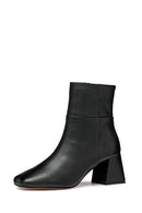 Geox Women's Black Coronilla Zippered Thick Heel Leather Boots | Derimod Geox Women's Black Coronilla Zippered Thick Heel Leather Boots | Derimod