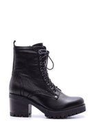 Women's Heeled Laced Leather Boots | Derimod Women's Heeled Laced Leather Boots | Derimod