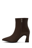 Kadın Kahverengi Fermuarlı Kalın Topuklu Deri Bot | Derimod Kadın Kahverengi Fermuarlı Kalın Topuklu Deri Bot | Derimod