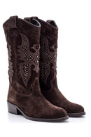Women's Suede Leather Cowboy Boots | Derimod Women's Suede Leather Cowboy Boots | Derimod