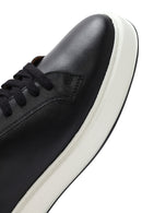 Erkek Siyah Kalın Tabanlı Bağcıklı Deri Sneaker | Derimod Erkek Siyah Kalın Tabanlı Bağcıklı Deri Sneaker | Derimod