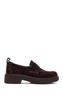 Woman Leopard Patterned Suede Masculine Loafer | Derimod Woman Leopard Patterned Suede Masculine Loafer | Derimod