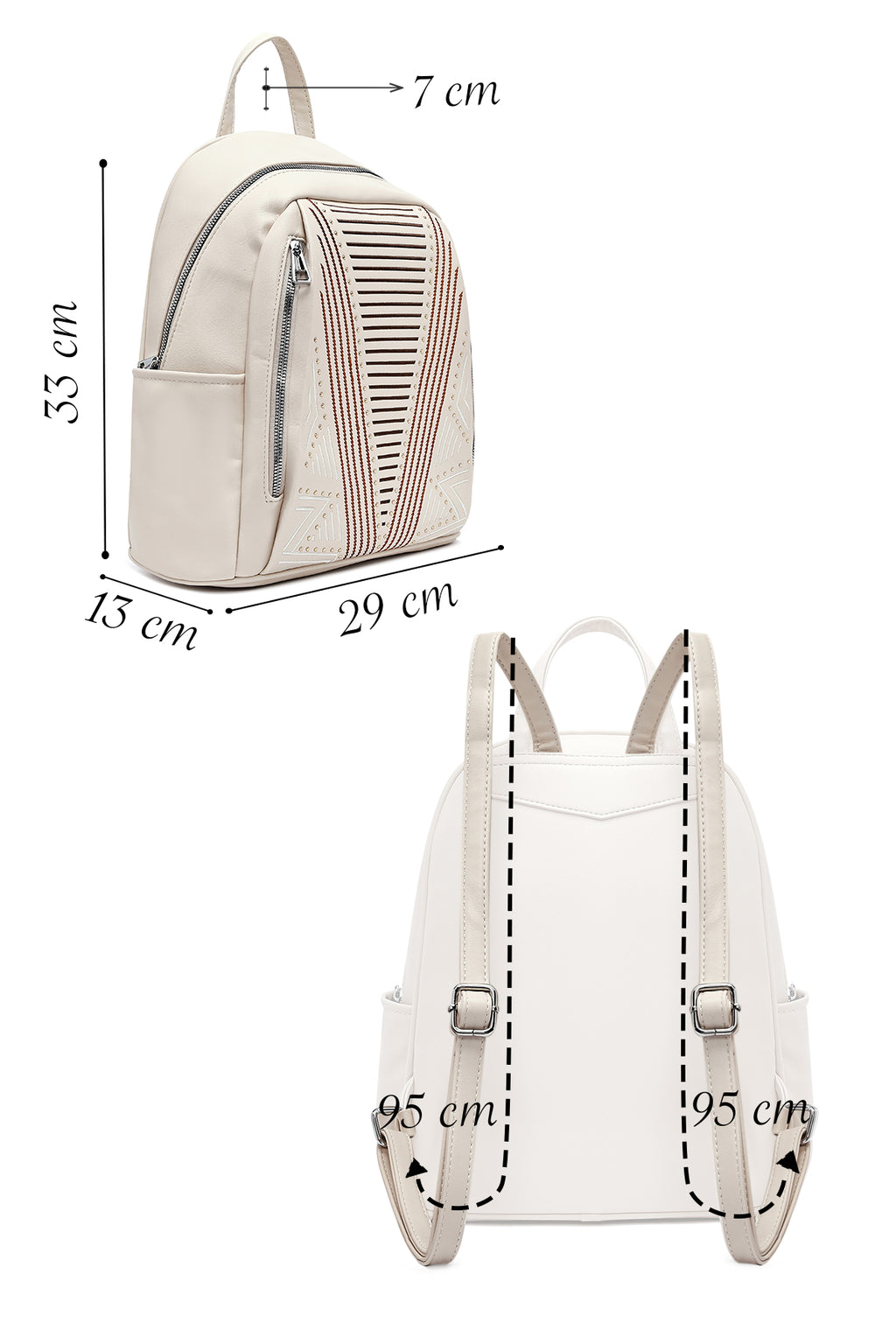Kadın Krem Baskılı Sırt Çantası