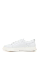 Male White Lace-Up Thick-Soled Leather Sneaker | Derimod Male White Lace-Up Thick-Soled Leather Sneaker | Derimod