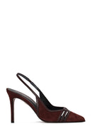 Woman Burgundy Slingback Stiletto Suede Shoes | Derimod Woman Burgundy Slingback Stiletto Suede Shoes | Derimod
