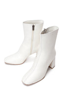 Women's Beige Leather Heeled Classic Boots | Derimod Women's Beige Leather Heeled Classic Boots | Derimod