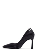 Woman Black Thin-Heeled Leather Stiletto | Derimod Woman Black Thin-Heeled Leather Stiletto | Derimod