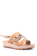 Kadın Gold Leopar Detaylı Sandalet | Derimod Kadın Gold Leopar Detaylı Sandalet | Derimod