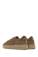 Women's Tan Lace-Up Suede Leather Sneakers | Derimod Women's Tan Lace-Up Suede Leather Sneakers | Derimod