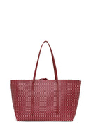 Woman Burgundy Accessory-Detail Printed Shoulder Bag | Derimod Woman Burgundy Accessory-Detail Printed Shoulder Bag | Derimod