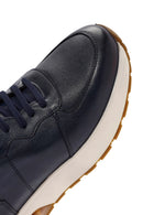Erkek Lacivert Bağcıklı Deri Sneaker | Derimod Erkek Lacivert Bağcıklı Deri Sneaker | Derimod