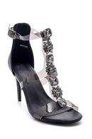 Women's Stoned Transparent Strap Heeled Sandals | Derimod Women's Stoned Transparent Strap Heeled Sandals | Derimod