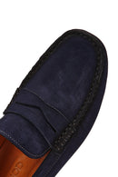 Men's Navy Blue Nubuck Leather Casual Loafer | Derimod Men's Navy Blue Nubuck Leather Casual Loafer | Derimod